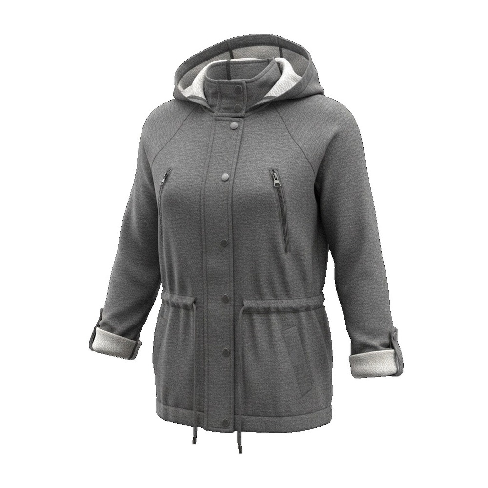 Style & Co Sport Womens Hoodie Jacket Charcoal Heather Full Zip Drawstring Med